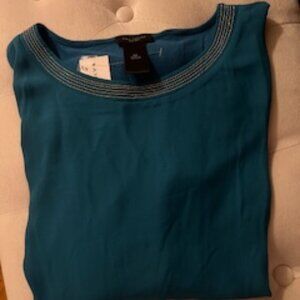 Ann Taylor Factory NWT Green/Teal Beaded Neckline Top XS